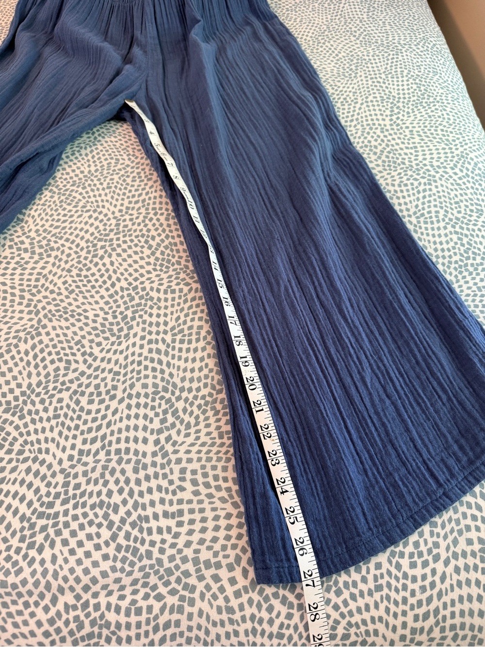 Lotus & Luna | Smocked-Waist Wide Leg Cotton Pants, Deep Teal - Picture 8 of 10